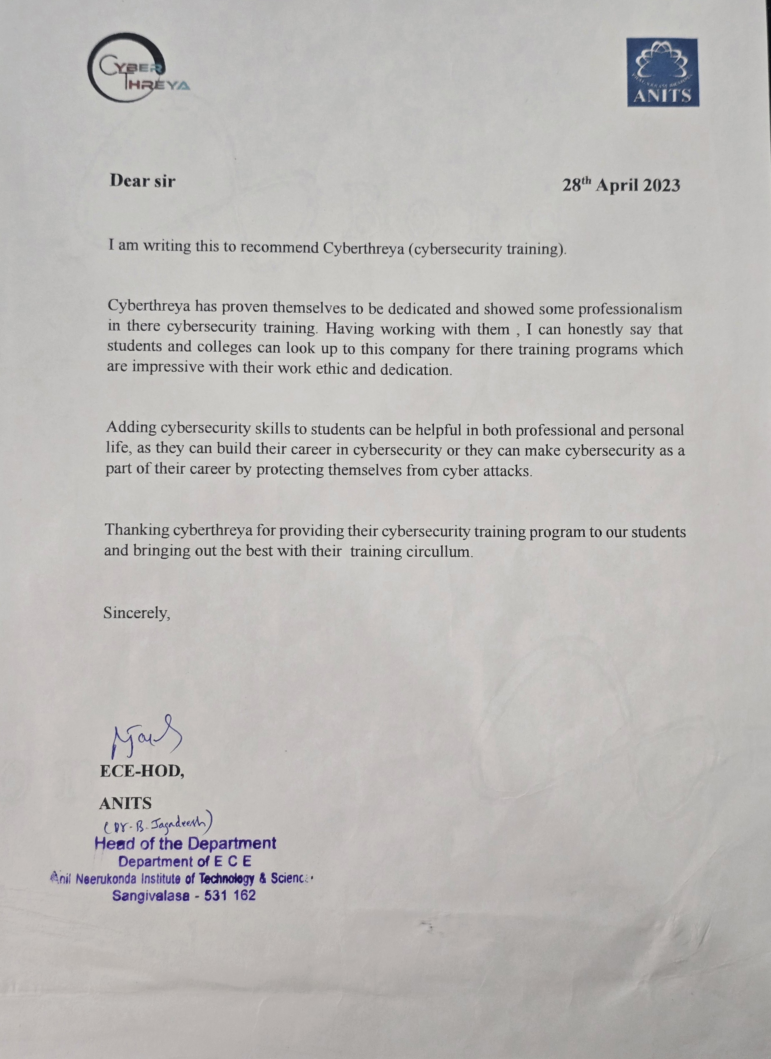 College testimonial 6